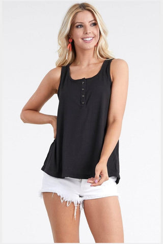 Ninexis Square Neck Half Button Tank Trendsi