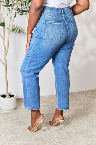 BAYEAS Full Size High Waist Straight Jeans Trendsi