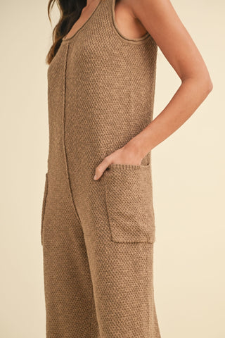 MABLE Sleeveless Knit Crop Jumpsuit with Pockets Trendsi