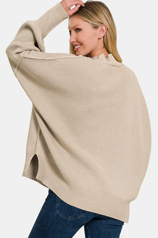 Zenana Side Sit Oversize Sweater Trendsi