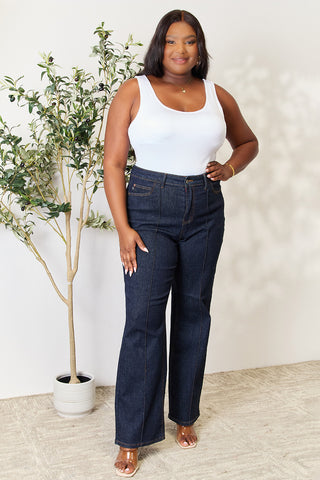 Judy Blue Full Size High Waist Wide Leg Jeans Trendsi