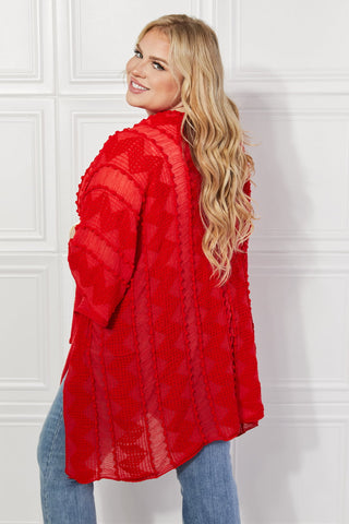 Justin Taylor Pom-Pom Asymmetrical Poncho Cardigan in Red Trendsi