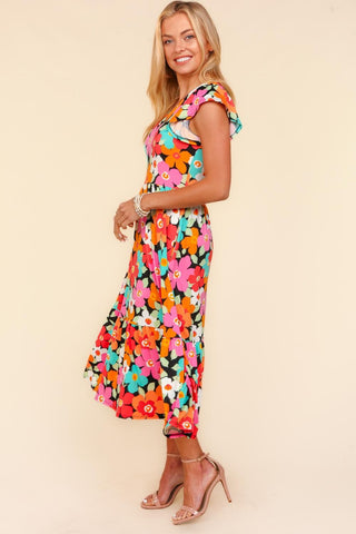 Haptics Floral Midi Dress with Side Pockets Trendsi