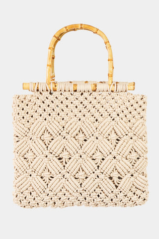 Fame Wooden Handle Braided Handbag Trendsi