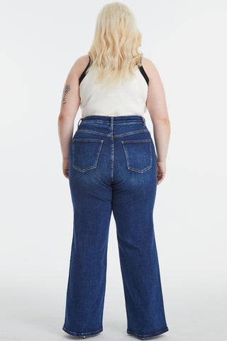 BAYEAS Full Size High Waist Cat's Whisker Wide Leg Jeans Trendsi