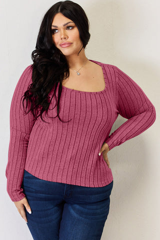 Basic Bae Full Size Ribbed Long Sleeve T-Shirt Trendsi