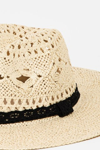 Fame Openwork Lace Detail Wide Brim Hat Trendsi