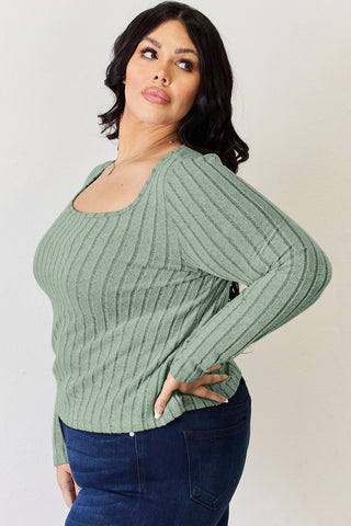 Basic Bae Full Size Ribbed Long Sleeve T-Shirt Trendsi