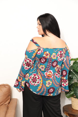 Sew In Love Full Size Floral Cold Shoulder Blouse Trendsi