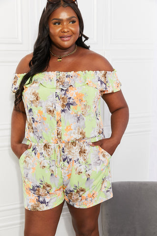 Sew In Love Full Size Pure Delight Floral Off-Shoulder Romper Trendsi