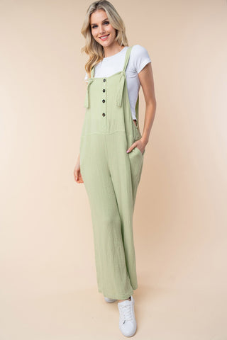 White Birch Texture Sleeveless Wide Leg Jumpsuit Trendsi