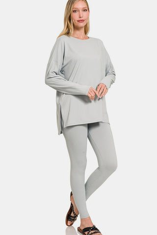 Zenana Full Size Brushed Microfiber Top and Leggings Lounge Set Trendsi