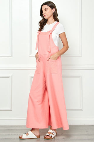 Veveret Wide Strap French Terry Overalls Trendsi