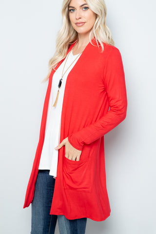 Celeste Full Size Open Front Cardigan with Pockets Trendsi