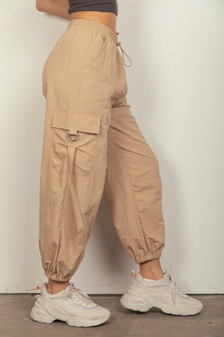 VERY J Elastic Waist Woven Cargo Pants Trendsi