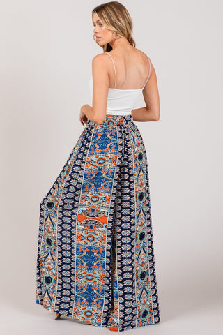 SAGE + FIG Bohemian Multi Geo Print Wide Leg Pants Trendsi