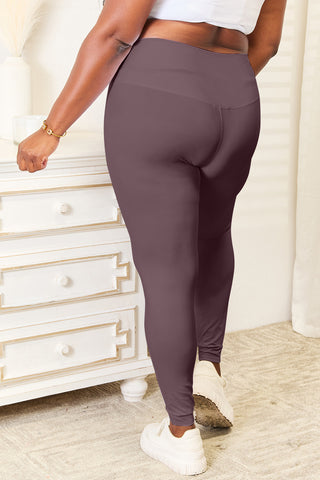 Double Take Wide Waistband Sports Leggings Trendsi