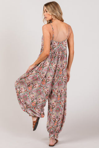 SAGE + FIG Multi Paisley Print Sleeveless Jumpsuit Trendsi