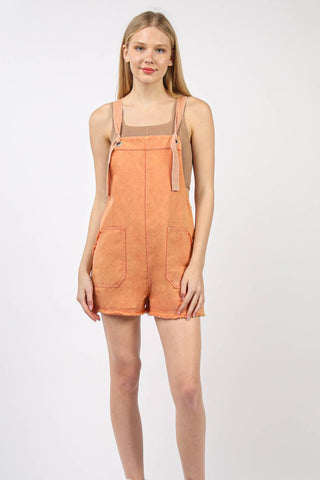 VERY J Washed Frayed Hem Denim Overall Trendsi