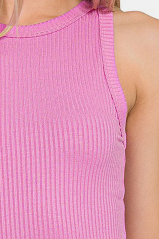 Zenana Ribbed Crew Neck Tank Trendsi