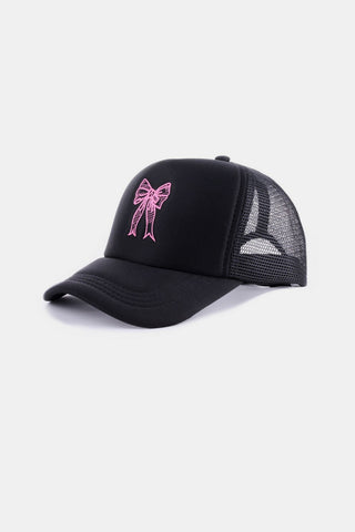 Zenana Ribbon Bow Embroidery Trucker Hat Trendsi