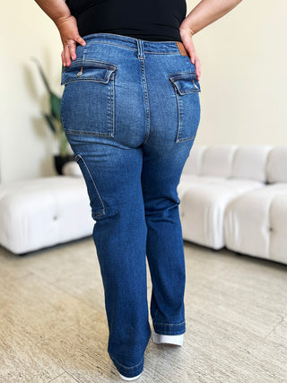 Judy Blue Full Size High Waist Straight Cargo Jeans Trendsi