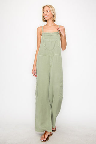 RISEN Wide Leg Tencel Overalls Trendsi