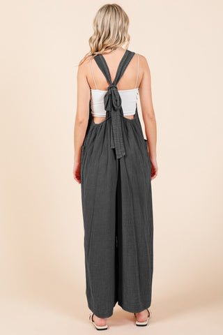 Culture Code Pocketed Sleeveless Wide Leg Overalls Trendsi