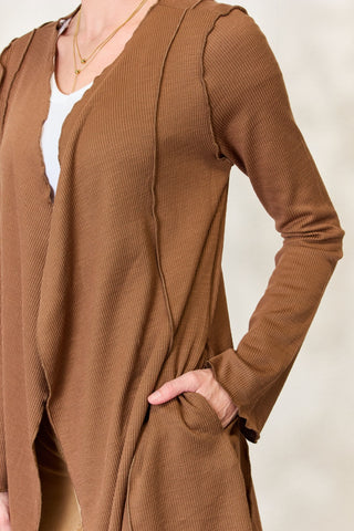 Culture Code Full Size Open Front Long Sleeve Cardigan Trendsi