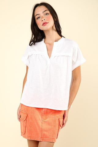 VERY J Nochted Short Sleeve Washed T-Shirt Trendsi