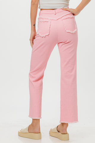 BiBi Washed Pearl Embellished Pants Trendsi