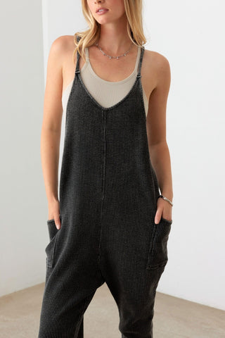 Le Lis Waffle Knit Side Pocket Jumpsuit Trendsi