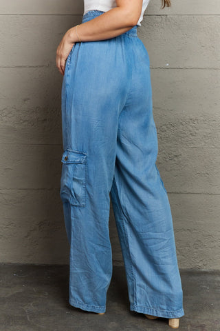 GeeGee Out Of Site Full Size Denim Cargo Pants Trendsi