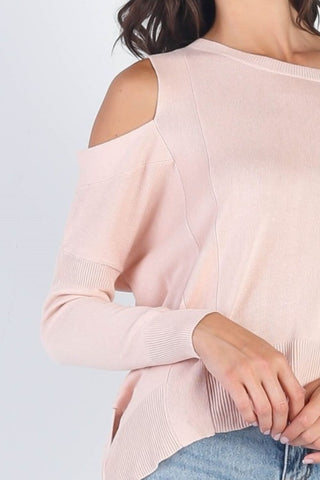 UNIQ Cold Shoulder Long Sleeve Knit Top Trendsi