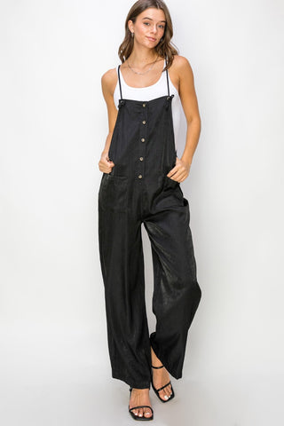 HYFVE Half Button Sleeveless Straight Jumpsuit Trendsi