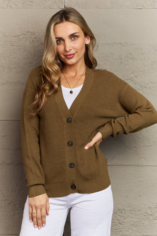 Zenana Kiss Me Tonight Full Size Button Down Cardigan in Olive Trendsi