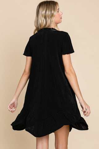 Culture Code Full Size Short Sleeve Ruffled Asymmetric Hem Dress Trendsi