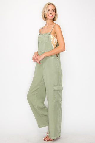 RISEN Wide Leg Tencel Overalls Trendsi