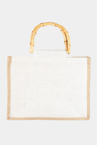 Fame Bamboo Handle Hello Weekend Tote Bag Trendsi