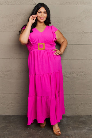 GeeGee Fancy Fizz Plus Size Tiered Side Slit Maxi Dress Trendsi