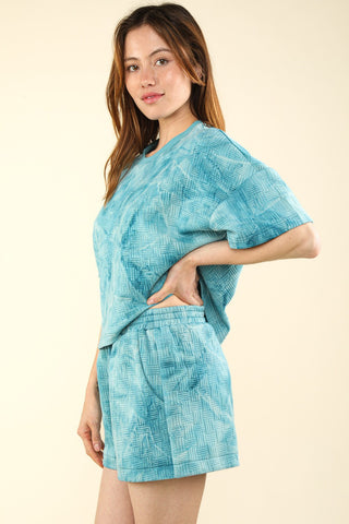 VERY J Quilted Washed Crop Top and Shorts Set Trendsi