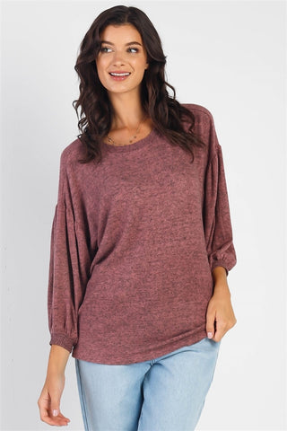 Cherish Apparel Drop Shoulder Puff Sleeve Top Trendsi