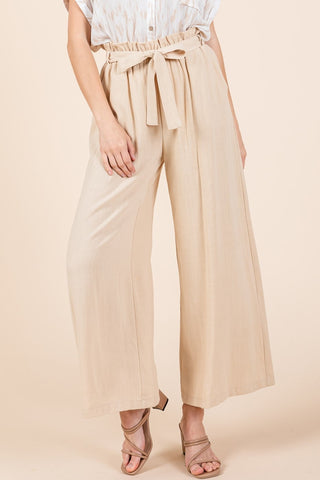 Mittoshop High Waist Tie Front Wide Leg Pants Trendsi