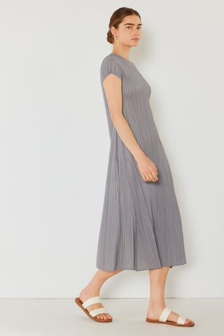 Marina West Swim Pleated Cap Sleeve A-Line Dress Trendsi