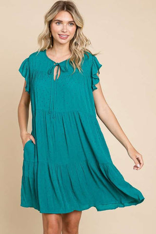 Culture Code Ruffle Cap Sleeve Tiered Dress Trendsi