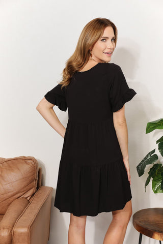 Mandy V-Neck Flounce Sleeve Tiered Dress Trendsi