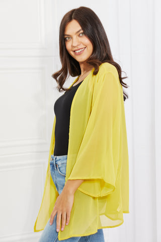 Melody Just Breathe Full Size Chiffon Kimono in Yellow Trendsi