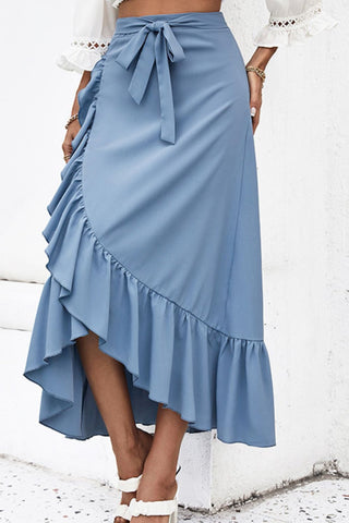 Honey Ruffle Trim Tied Skirt Trendsi