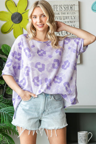 HOPELY Print Waffle Oversized T-Shirt Trendsi