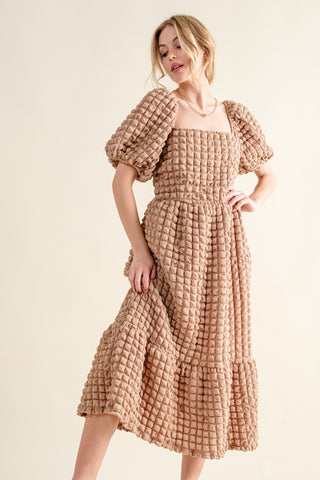 And The Why Full Size Square Neck Puff Sleeve Dress Trendsi